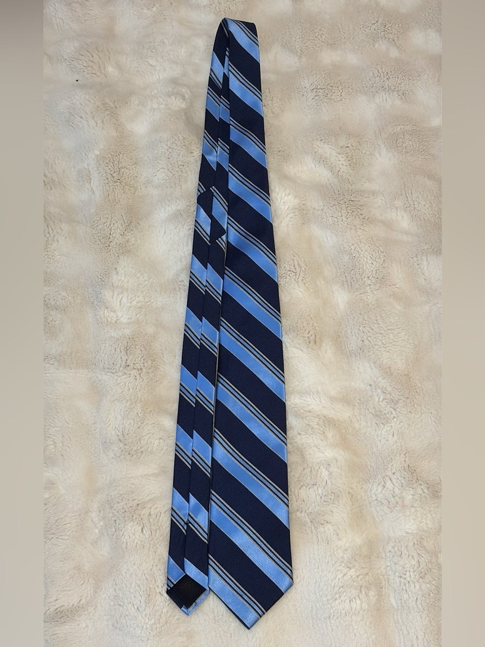 Brooks Brothers Navy and Light Blue Striped Silk Tie